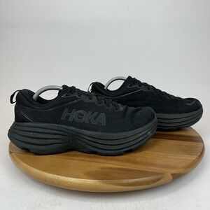 Mens Hoka One One Bondi 8 Triple Black Athletic Running Sneakers Shoes Size 10 D
